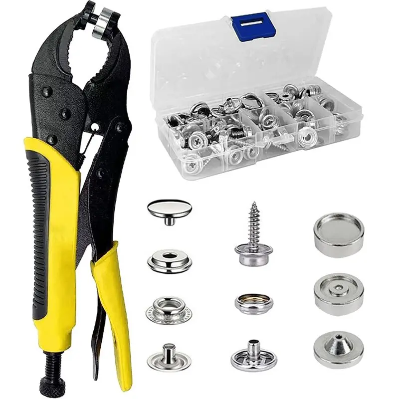

SHGO-Snap Fastener Tool Kit Heavy Duty With 25 Sets Snaps, Snap Setter Pliers For Boat Covers, Canvas, Tarps& DIY Repair