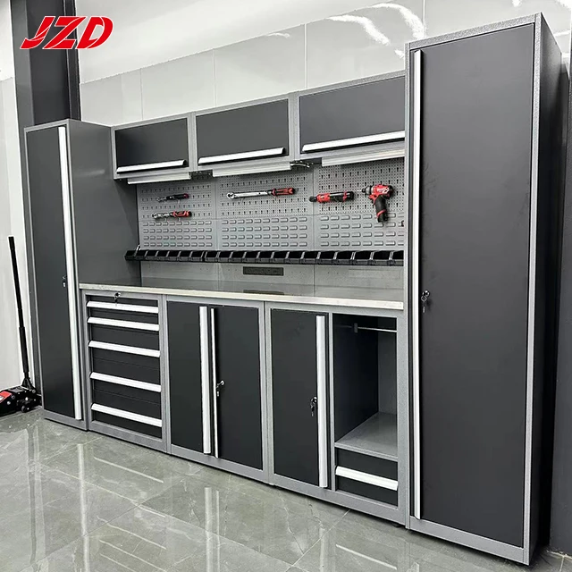 JZD Durable  Modular Tool Cabinet  Garage Storage Cabinets Workbench Rolling Metal Tool Box Cabinet for Workshop Garage