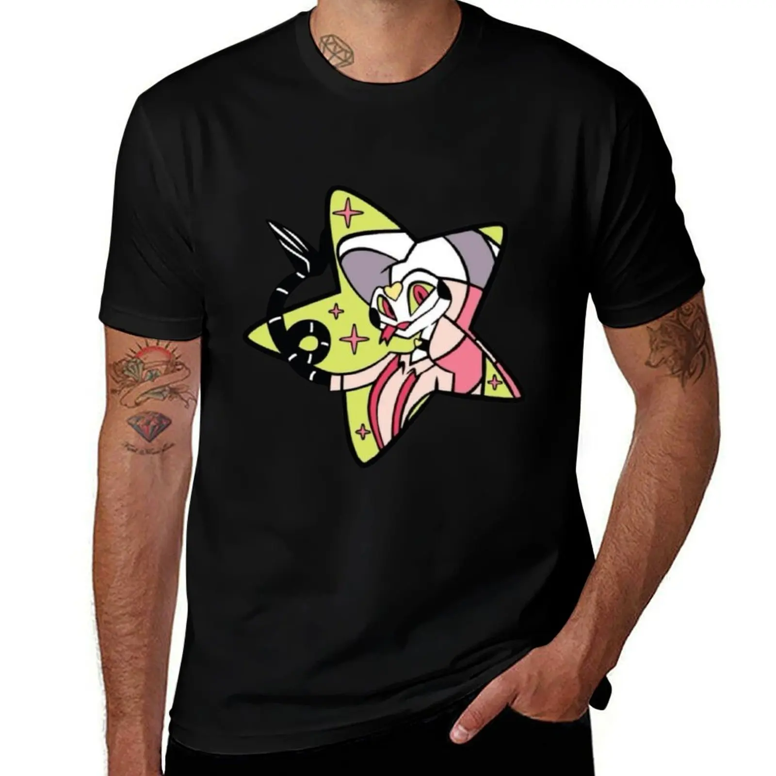 

Helluva Boss Fizzarolli Star Pattern Print T-Shirt topping blanks graphic t shirts t shirts for men cotton