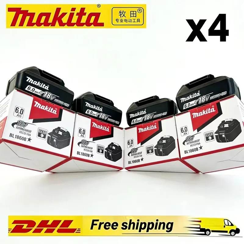 Batteria al litio ricaricabile originale Makita 18V, 5,0Ah e 6,0Ah, compatibile con i modelli BL1860B e BL1850B, per utensili elettrici a batteria.