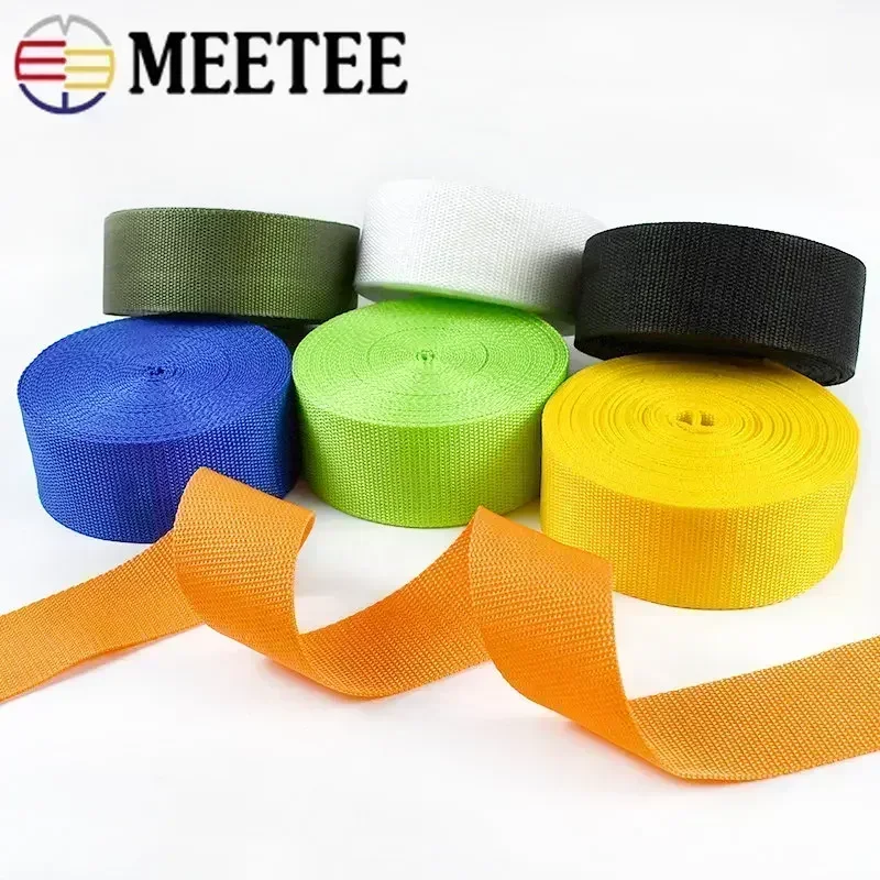 Meetee 5Meter 20-50mm Polypropylene PP Nylon Webbing Ribbon for Belt Strap Dog Collar Harness Outdoor Band Garment Shoes Tape