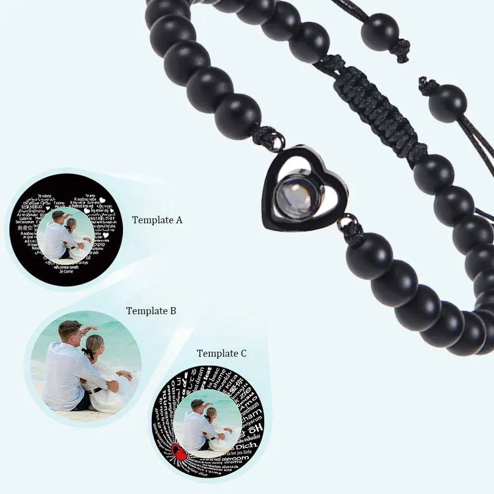 Custom Photo Bracelet Natural Stone Bracelet with Personalized Photo Hand Woven Photo Projection Bracelet Memory Bracelet Photo