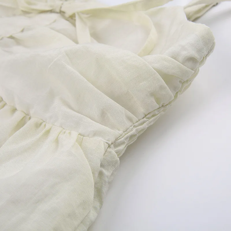 Crop Camis Pleated Bow Drawstring Sleeveless Solid Tops Summer New Sweet Girls Streetwear Elegant Off Shoulder Korean Trendy