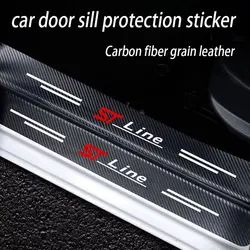 Leather Car Door Sill Plate Protector Stickers for Ford ST-line Focus 2 3 Mondeo Ecosport Kuga Mk4 Fiesta Mk3  Accessories