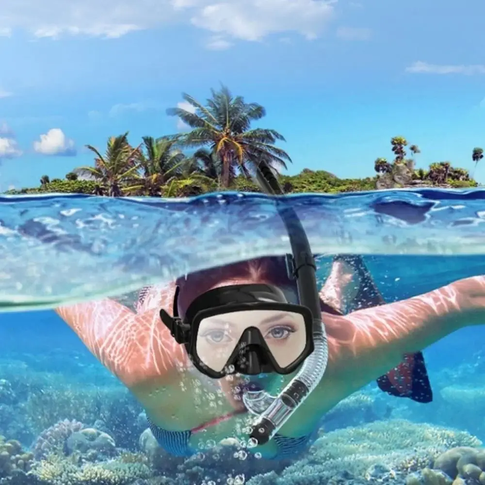 نظارات السباحة تحت الماء قناع الغطس المضاد للضباب مقاوم للماء قناع الغطس والغطس التنفس مع أنبوب التنفس
