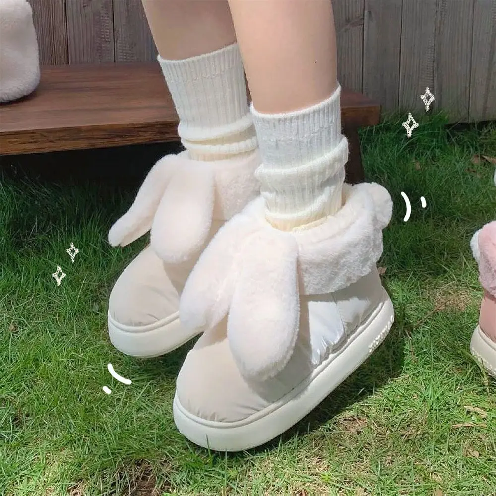 Cute Plush Warm Round Toe Waterproof Chunky Ladies Shoes on Promotion Winter Trend 2025 Novelty New in Furry Women's Snow Boots