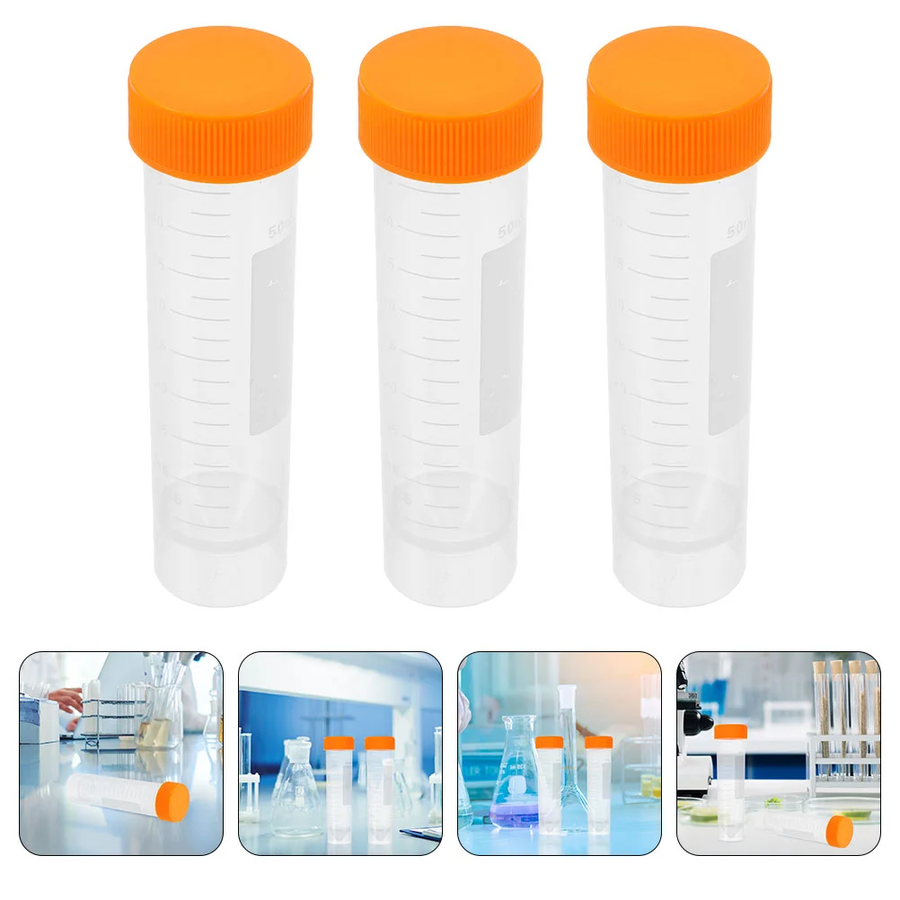 10 Pcs Centrifuge Test Tube Tubes Scientific Experiments Vials Flat Screw 50 Ml Storage Polypropylene Small Clear