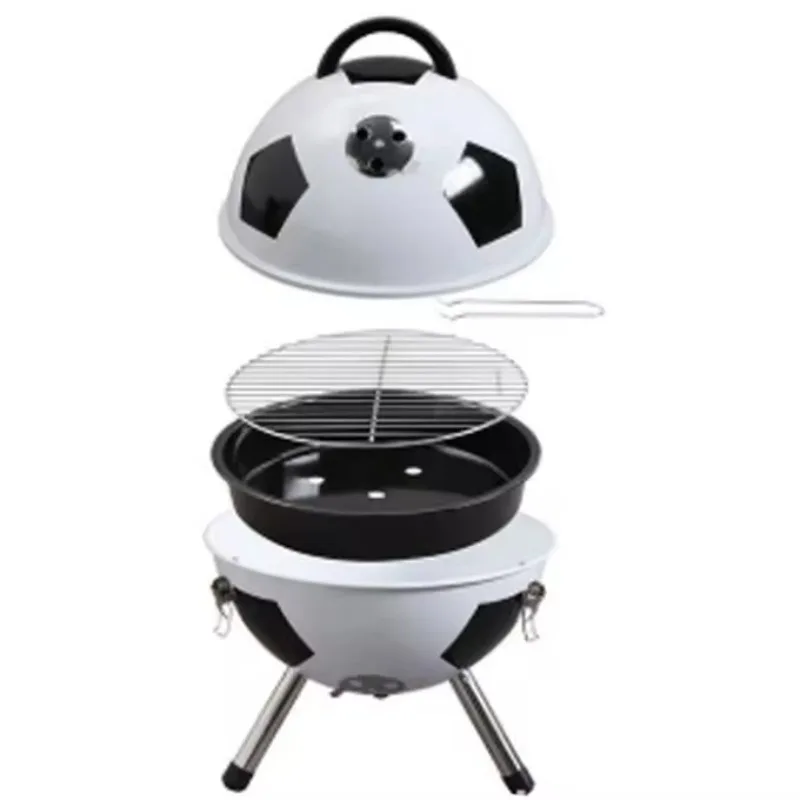 Golf Ball Round Shape 14inch Rotating Charcoal Bbq Grill With Wooden Handle