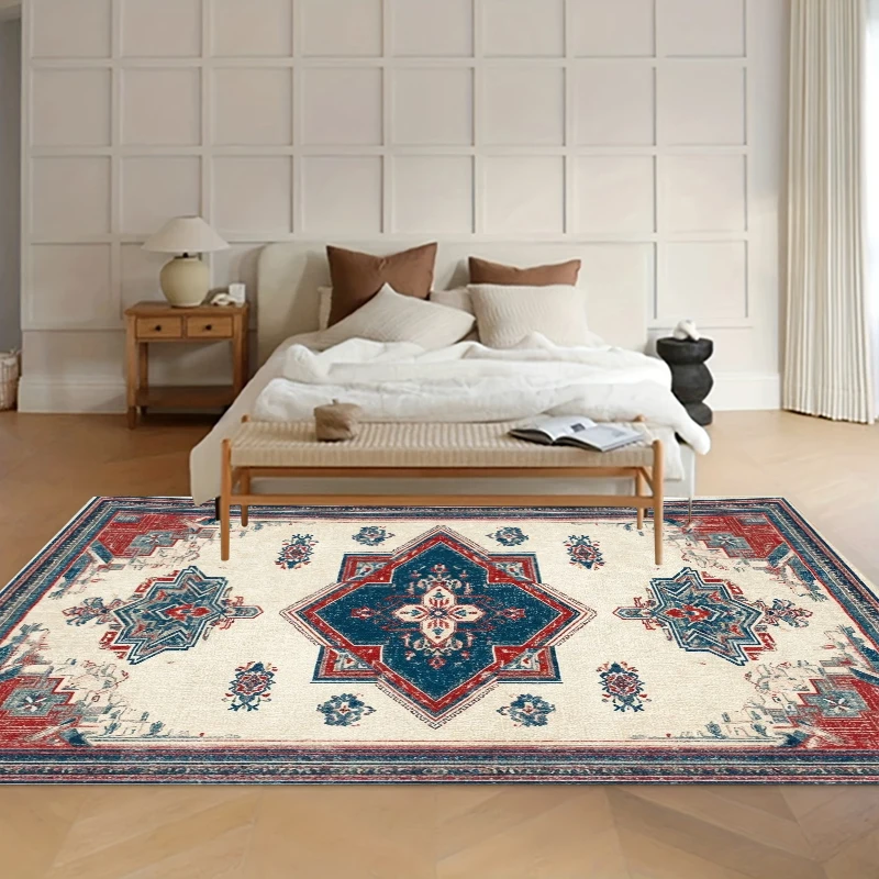 Red & Blue Medallion Carpet Living Room Rugs for Bedroom Non-Slip Washable Rug & Carpets Home Decor Alfombra Gift Entry Door Mat