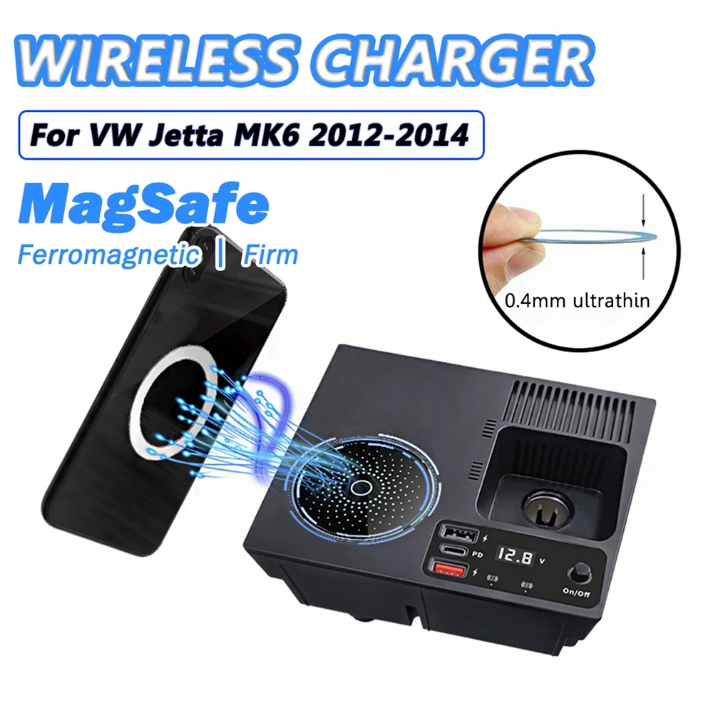 

Phone MagSafe Panel For VW Jetta MK6 Induction Charging 15W Fast Wireless Charger PD Type-C USB Docking Station