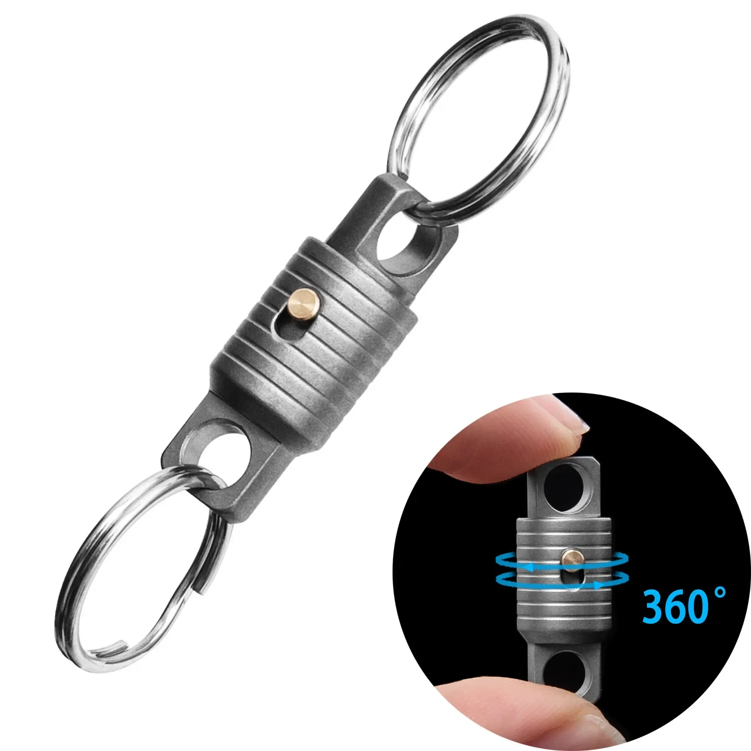 Keyunity FB37 Titanium Alloy Keychain 360 Degree Rotation Gimbal w Key Ring EDC Car Keychains