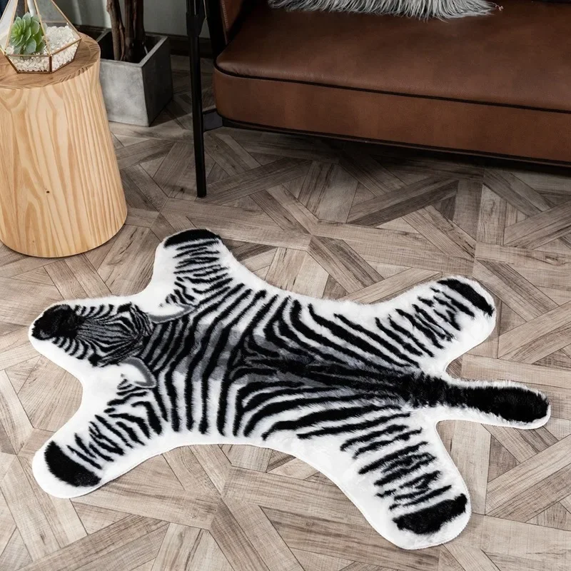 Leopard Shape Skin Carpet Cheetah Zebra Simulation Leather Mat Living Room Bedroom Coffee Table Decorative Carpet Home Textile