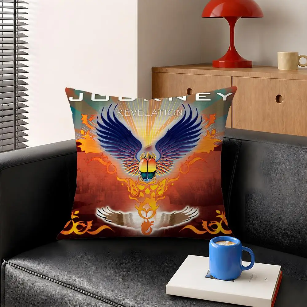 Band Journey Arena Rock Escape Cushion Cover Decorative Pillowcase Soft Short Plush Cozy Durable Sofa Home Decor Items Gift
