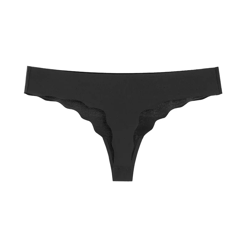 Ultra-Thin Quick-Drying Women's G-String Thong Breathable Ice Silk Comfortable Wave Edge Seamless T-Pants for Ladies
