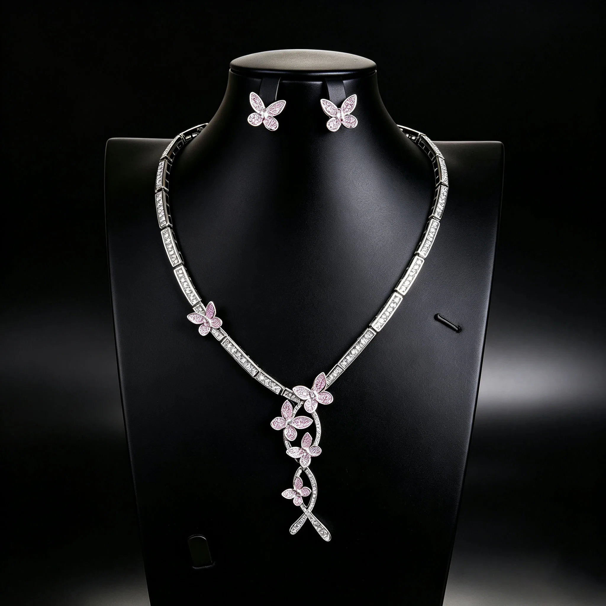 New Luxury Premium stereo Necklace and Earring Set for Women's Wedding Bridal Ball Event Dress Jewelry Accessories Gift M-1149