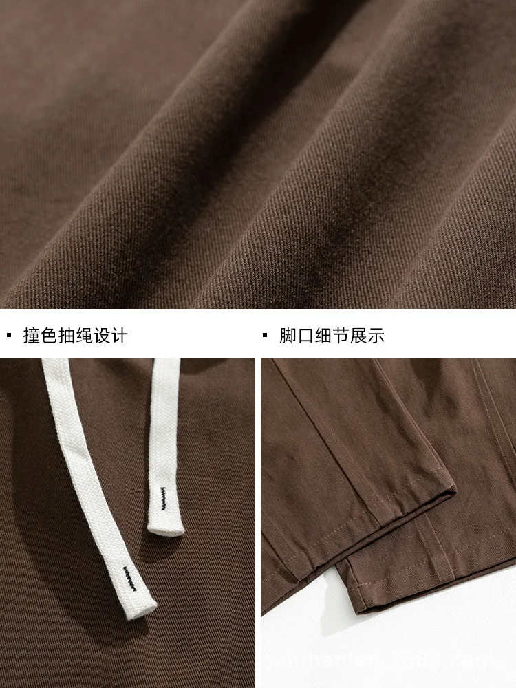 Japanse retro zandgewassen losse casual broek heren lente en herfst all-match driedimensionale geplooide designbroek (S-5X)