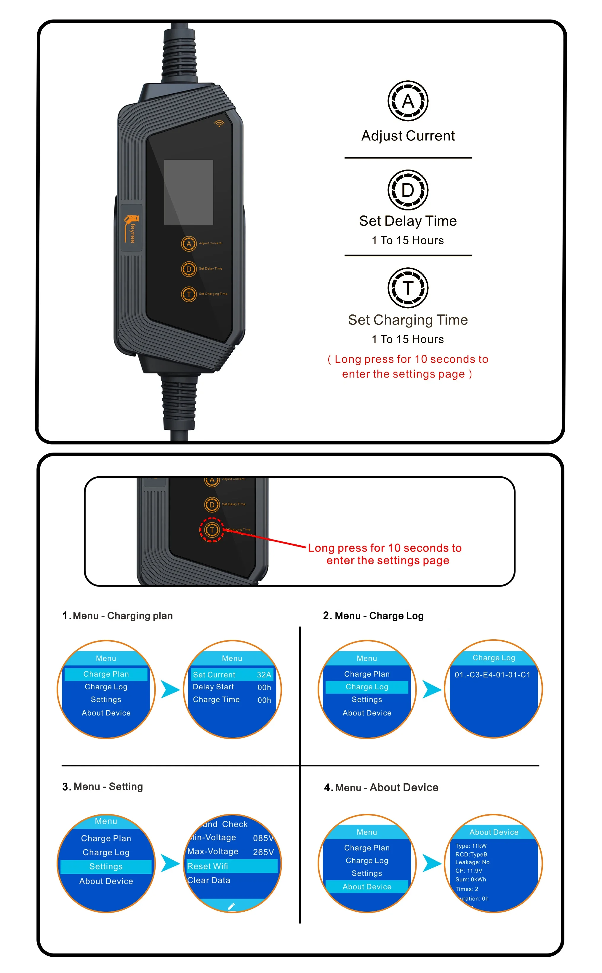 Feyree Typ2 / Typ1 / GBT / TS-NACS Steckdose 32A 7KW 1-Phasig Smart APP Wi-Fi-Steuerung für Heim- und Außenbereich – Detail 21