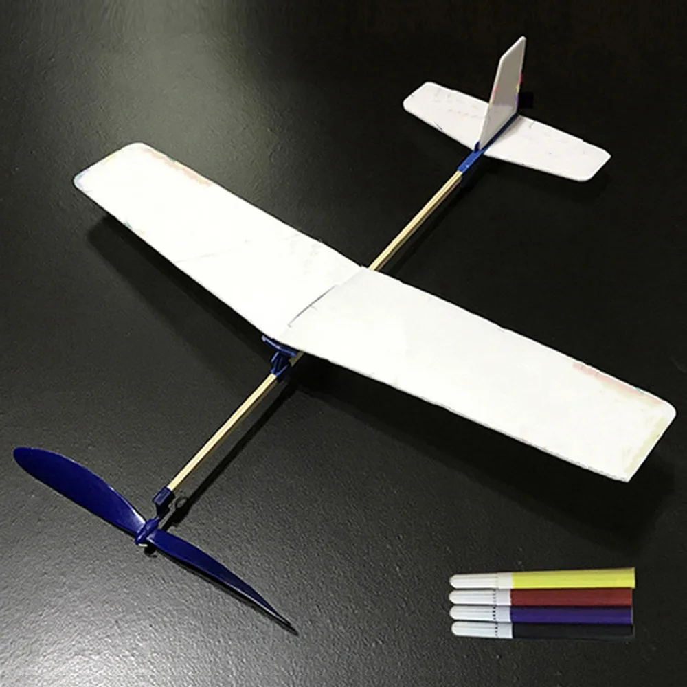 

Ligthweight DIY Airplane Model Rubber Bands Power Children Kids Gift Hand Throw Aircraft Toy Multicolors Educational Experiment