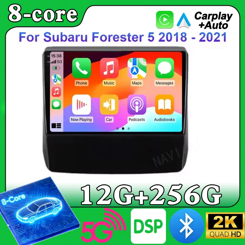 Carplay Car Radio Navigation Multimedia GPS Player Stereo WiFi+4G video 360 Camera For Subaru Forester 5 2018 - 2021 Android 15