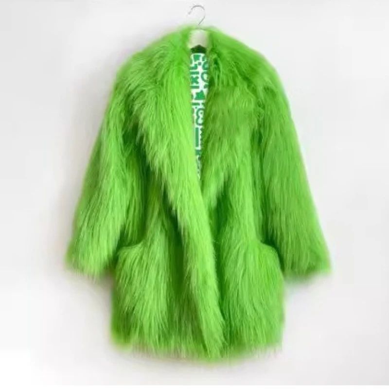 Female Autumn Winter Tops Coat Faux Fur Long Hair Warm Retro Simple Leisure Design Fashion Senior Soft Minority Versatile Thin