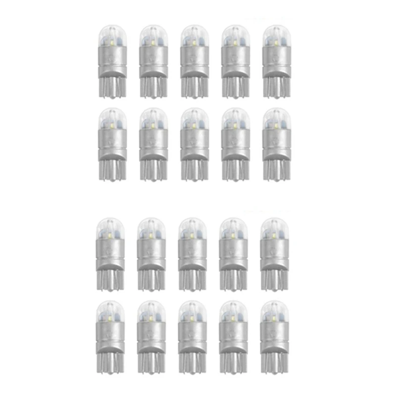 20Pcs T10 168 194 W5W Dome License Side Marker 6000K Canbus White LED Light Bulb