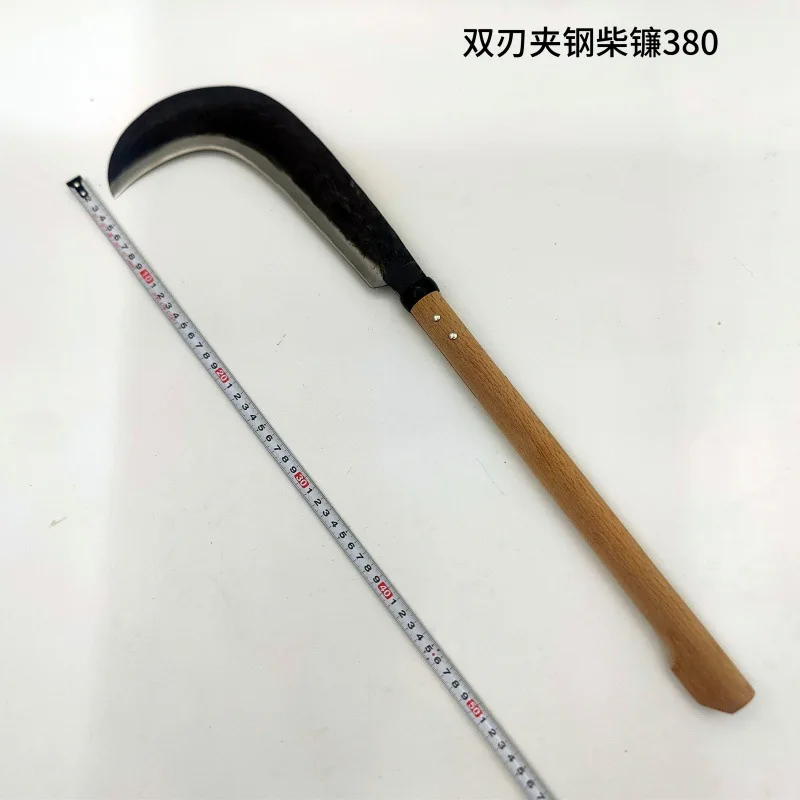 Hand Forged Composite Steel Double-edged Japanese Style Bending Sickle Tool for Cutting Firewood and Clearing Land