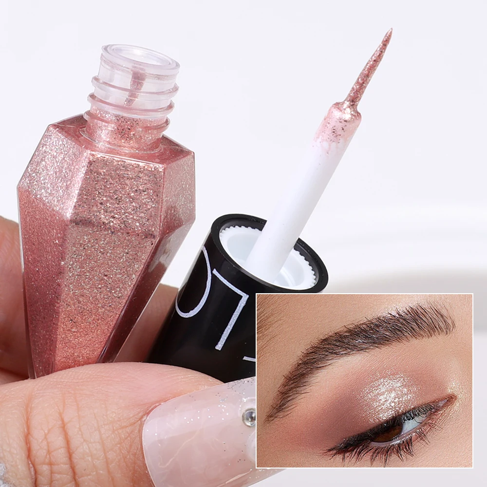 Zilver Goud Diamant Glitter Eyeliner Cosmetica Schaduw Langdurige Sexy Pailletten Fleuren Liggende Zijderups Oogschaduw Pigment Make-Up Op