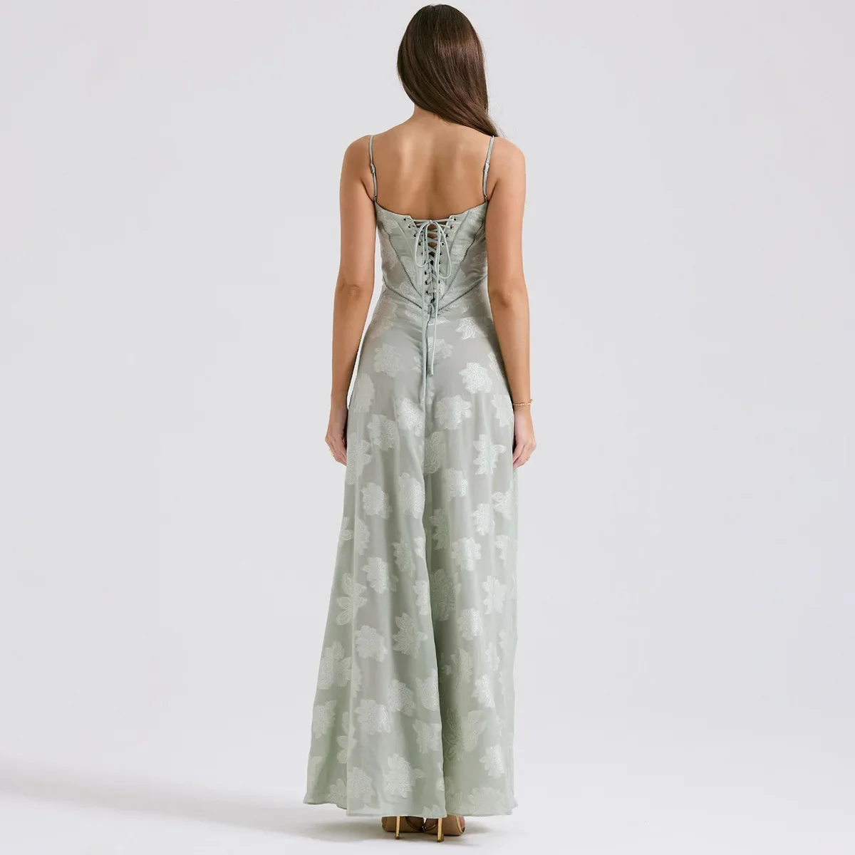 2025 Women Sexy Backless Sleeveless Off Shoulder Dress Floral Print Wrap Waist Summer Dress Long Robe Elegant Vestidos