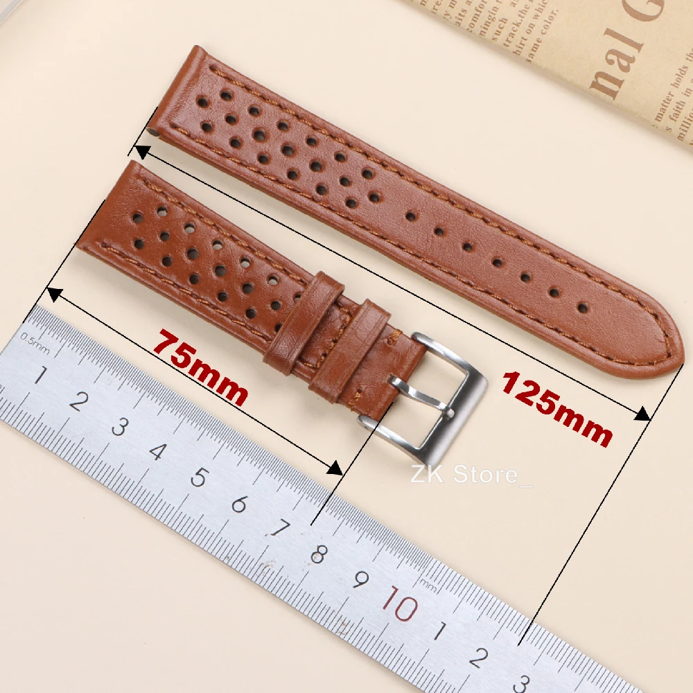 Cowhide Breathable Watch Band 18mm 20mm 22mm Strap for Tag Heuer Connected Bands for Seiko Men Women Universal Accessories