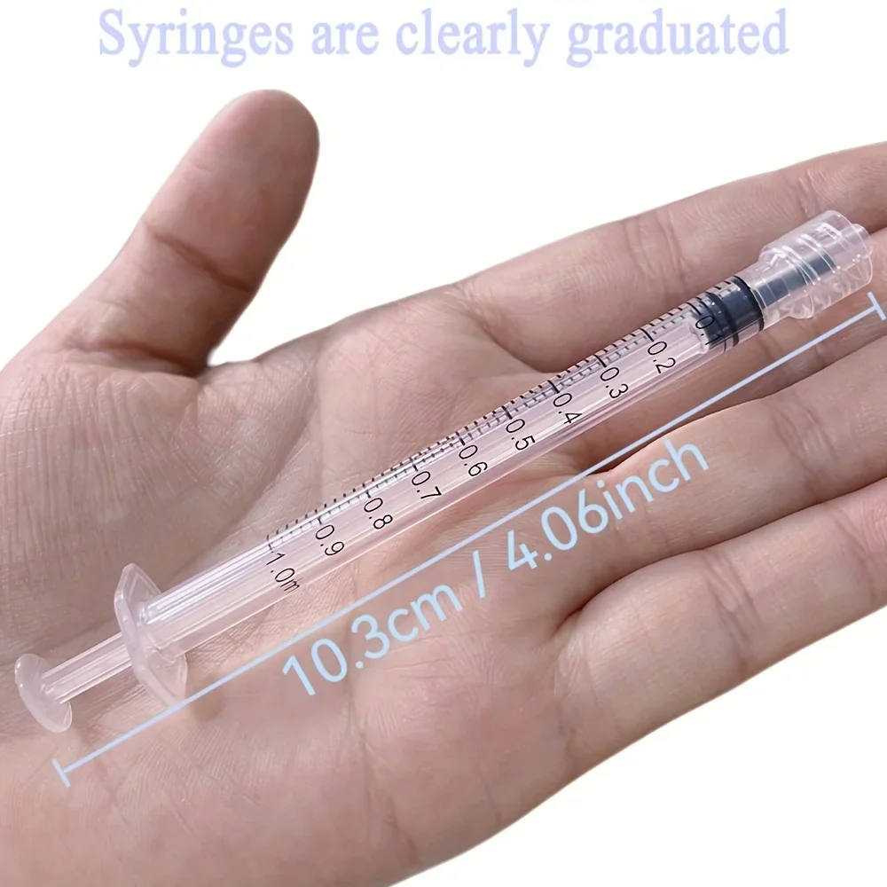 1ml Luer Lock Plastic Syringes Without Needles, Disposable Syringes with Caps for Lab Dispensing, Pet Feeding, Garden Fertilizer view 2