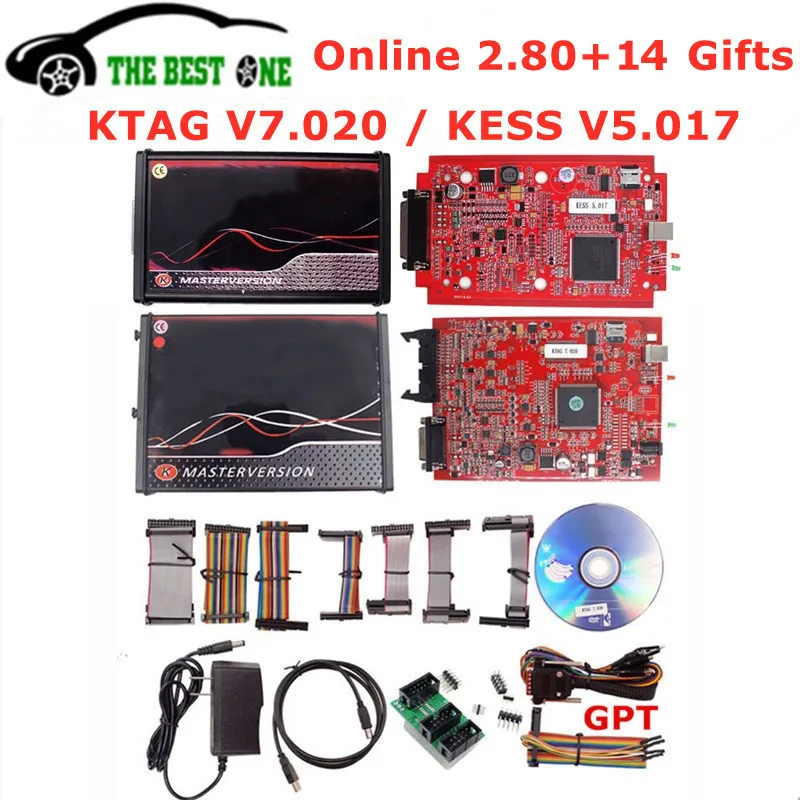 Illimitato 2.80 EU Red KTAG V7.020 4 LED 2.25 SW Online KESS V5.017 K-TAG 7.020 Master KESS 5.017 OBD2 Tricore ECU Strumento di riparazione