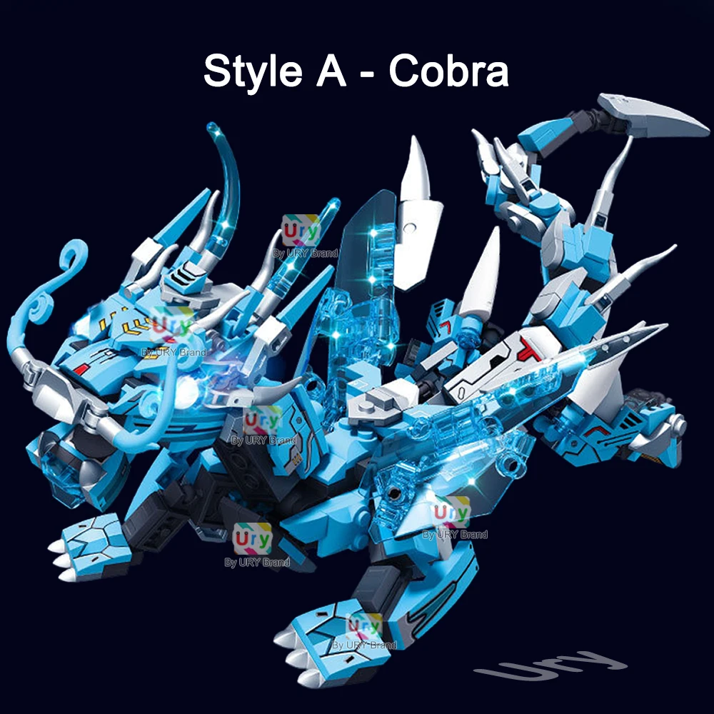 2in1 Ninja Movie Blue Warrior Mini Robot Battle Mecha Flying Water Dragon Set Fighter Building Block Toys for Boy Christmas Gift