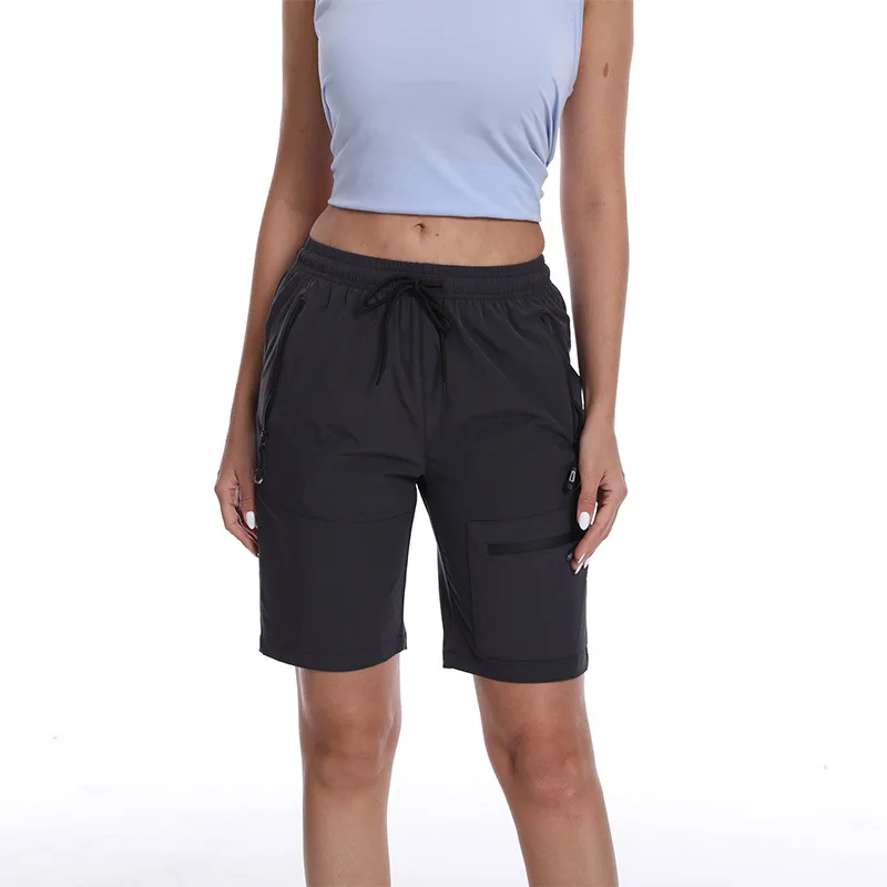 2026 New Women's Outdoor Running Shorts: Zippered, Multi-Pocket, Workwear-Style, Quick-Dry, Lightweight, Low-Rise Running Shorts