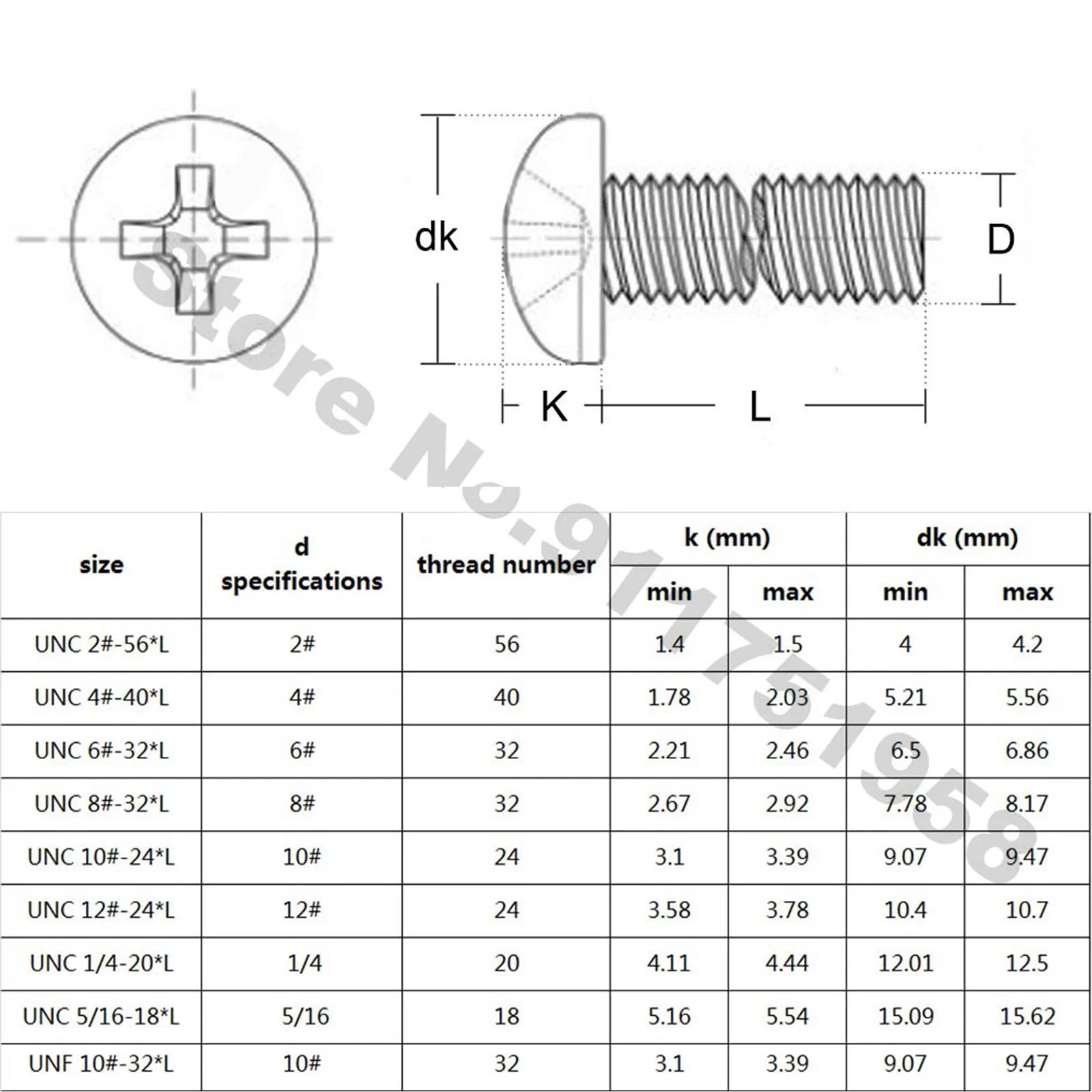 5/50pcs UNC/UNF 2 3 4 5# 6 8# 10# 12# 5/32-32 1/4-20 5/16-18 3/8-16 304 Stainless Steel Cross Round Phillips Pan Head Screw Bolt