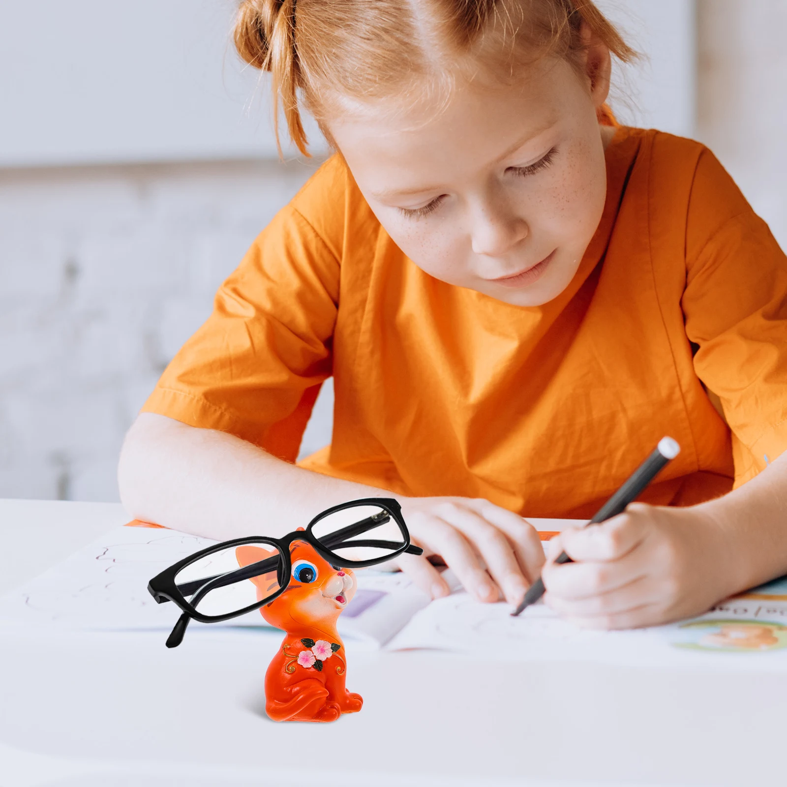 

Cat Glasses Frame Animal Stand Ornaments Tray Cartoon Spectacle Resin Eyeglasses Case Double