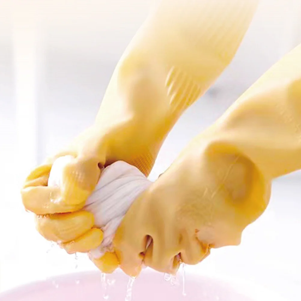 

1 Pair Extra Long Rubber Gloves Reusable Dishwashing Gloves For Kitchen Bathroom Cleaning Oil Stain Resistant Extended Cuff