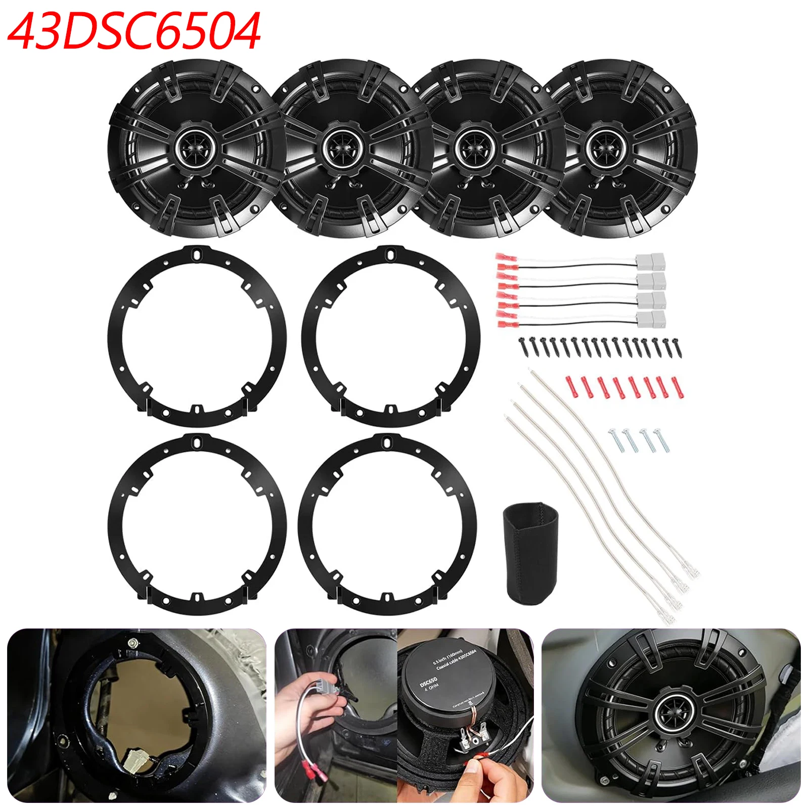 Speakers 6.5 inch for Honda CR-V 2007-2022 Upgrade Kit - 4 Pack of DS Series with Adapters & Harness, Coaxial 6 1/2 Car Audio