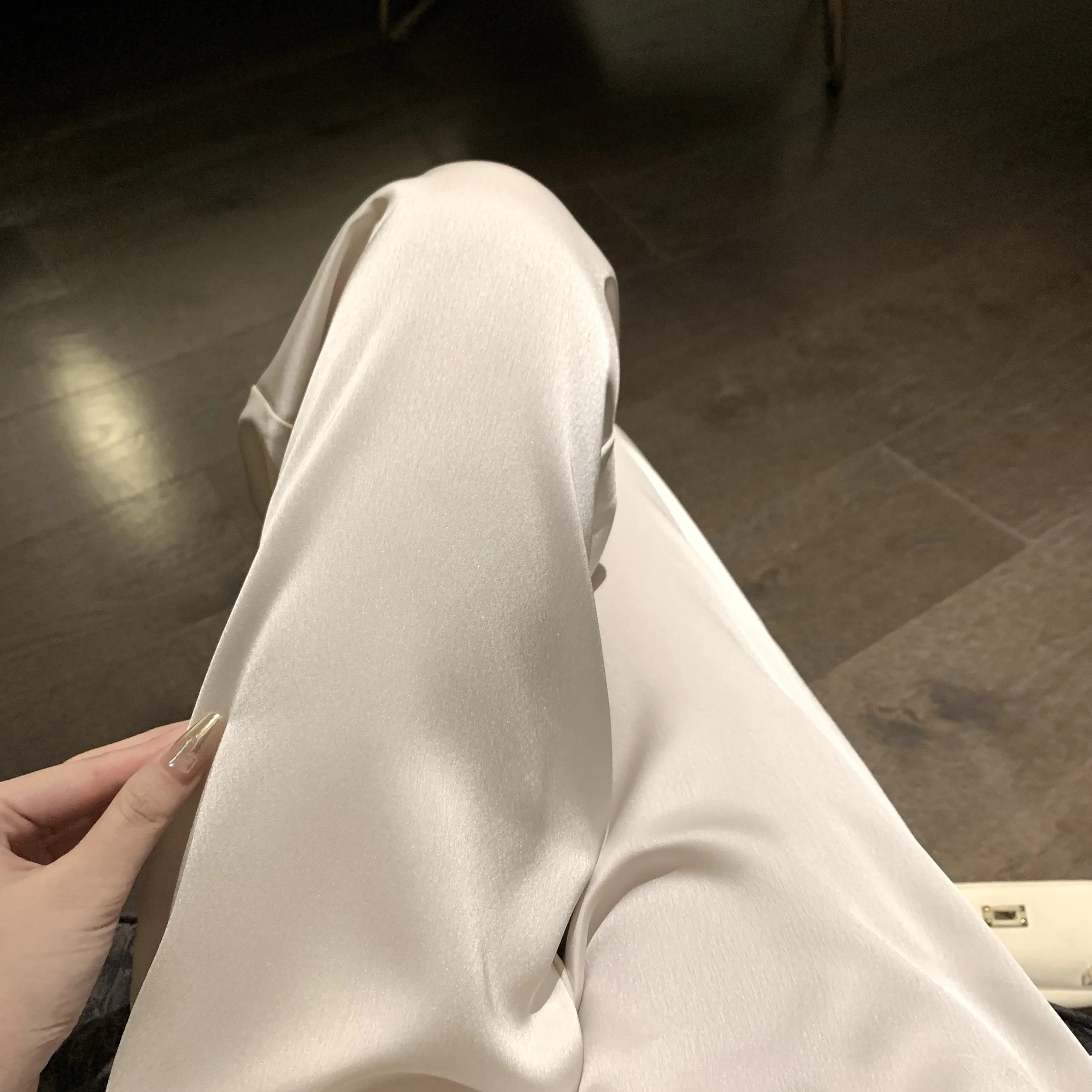 

Женские повседневные брюки Kubiliv Lazy Ele свободного кроя, прямые, с эластичным поясом, длиной в пол, из атласного ацетата