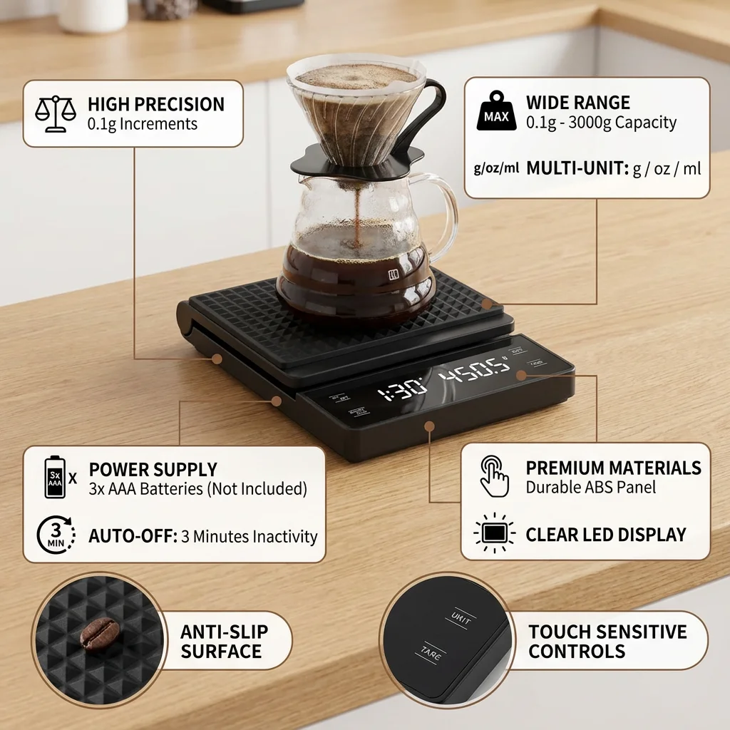 Balança de Café 3kg/0.1g com T - Scale Drip Timer avaliação e preço