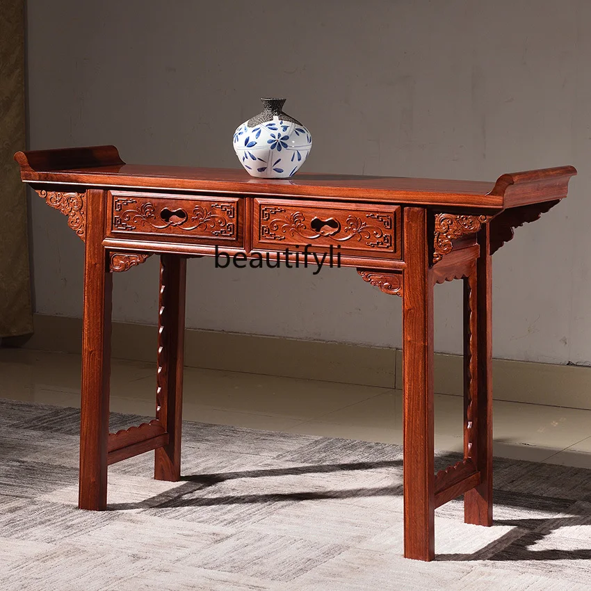 Rosewood Head Case Rosewood a Long Narrow Table Solid Wood Porch Altar in Chinese Antique Style