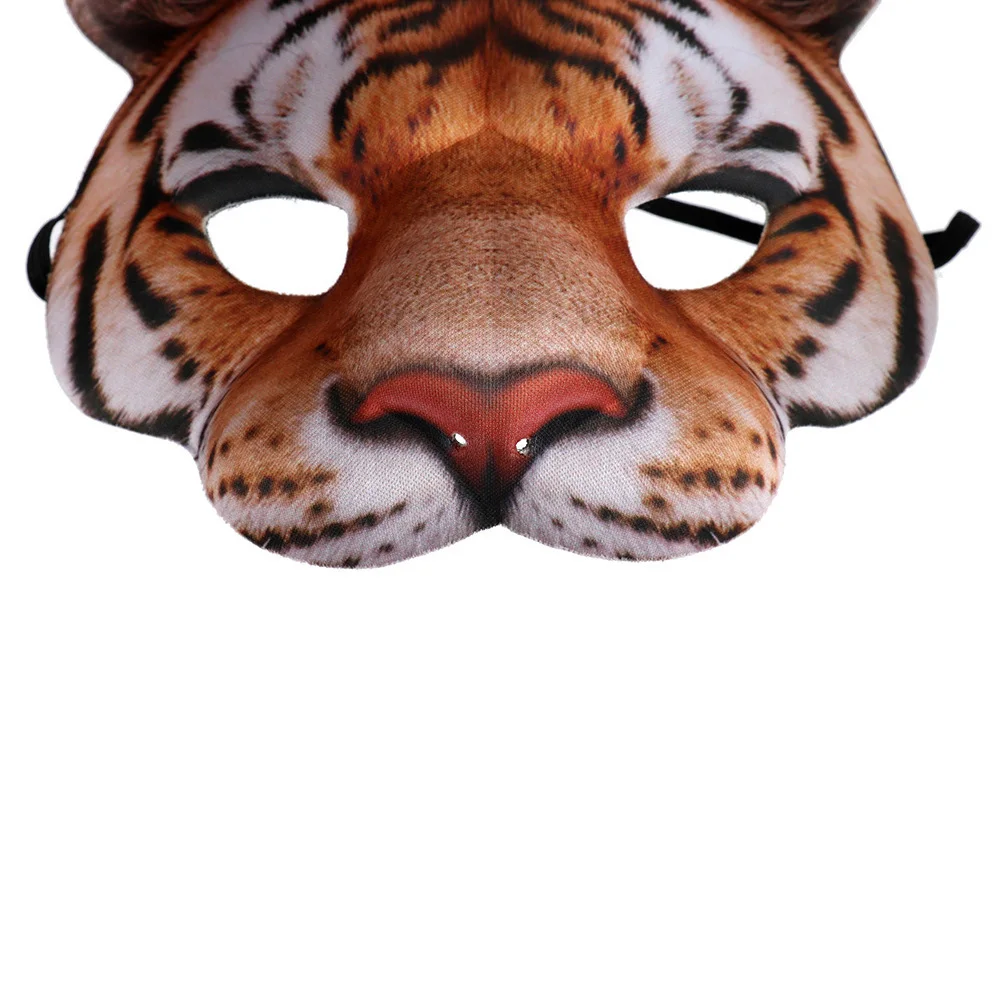 

Furry Tiger Mask for Halloween Costume Party Scary Animal Masks Masquerade Props Eco Friendly EVA Lightweight Face Mask