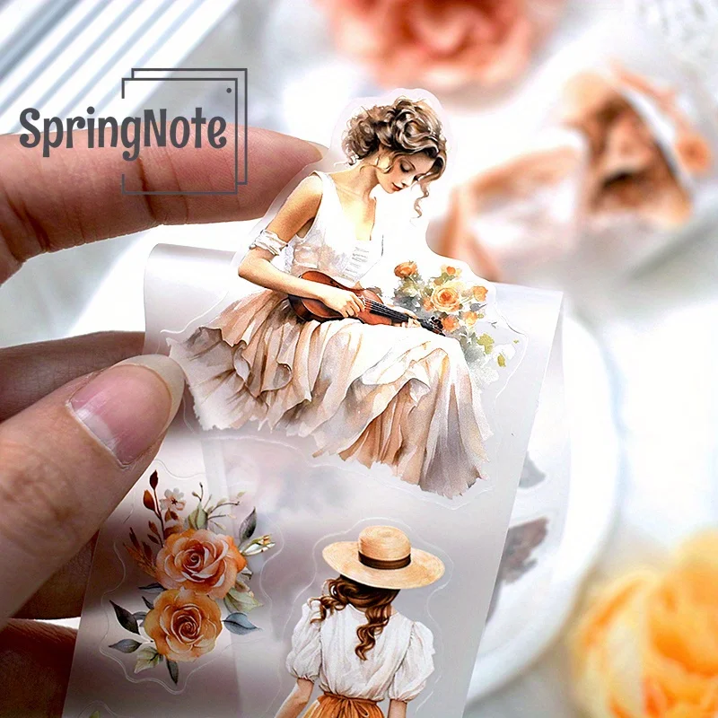 200cm No-Repeat Pre-Cut Beautiful Girl PET Tape Matte Transparent Decortaive Adhesive Tape For Stickers Scrapbooking Journal DIY