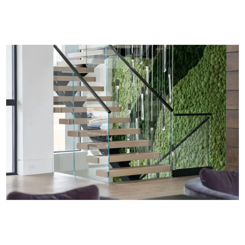custom.Prima Residential Customized Modern Design Staircases Wooden Portable Stair Steps Floating Wood Stair Treads