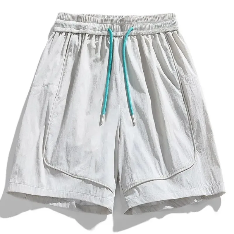 

Мужские повседневные шорты-карго из ледяного шелка, быстросохнущие, свободного кроя, с завязками на талии, 5 дюймов, для спорта и пляжа