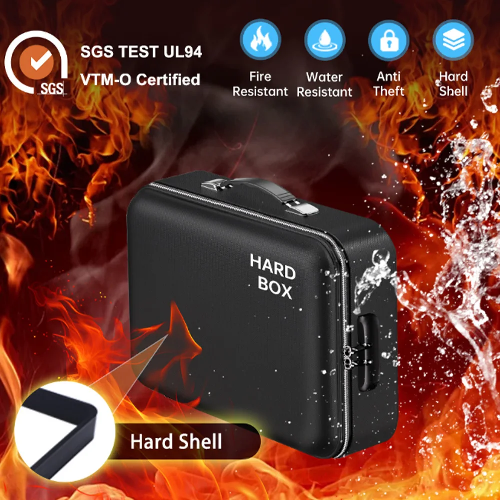 

New Fireproof Document Box Hard Box Document Bag with Lock 3-Layer Fire Proof Waterproof Safe Bag for File Passport Certificates