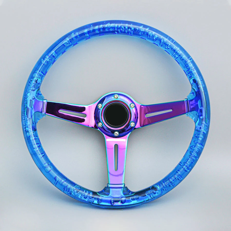 クリア/パープル 14インチ ステアリングホイール スポーツステアリングホイール,クリアクリスタル,アクリルバブル,jdm