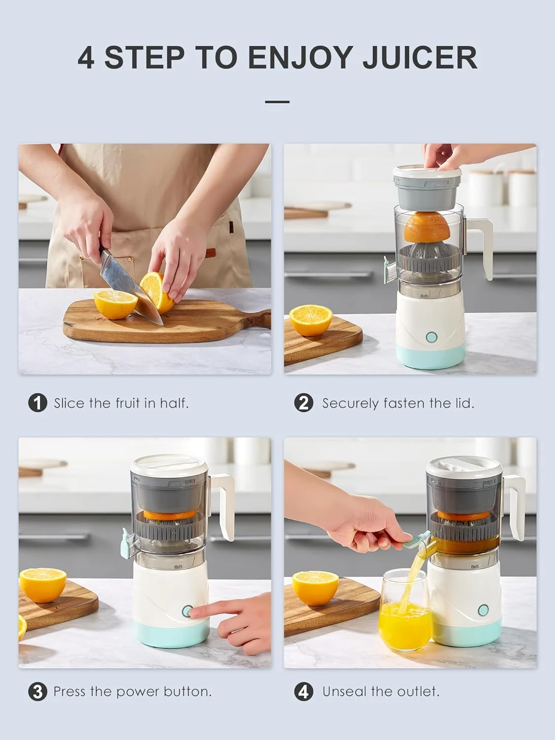 HAOYUNMA Juicer, Reemix Full-Automatic Orange Juicer Squeezer for Orange, Lemon, Grapefruit, Citrus Juicer with Cleaning