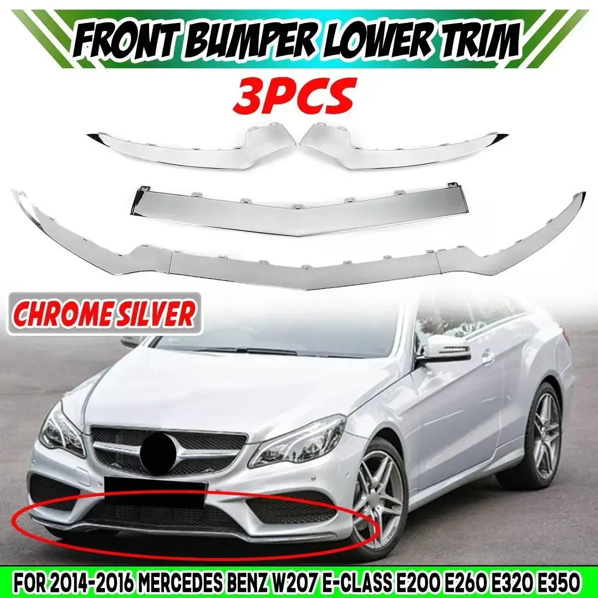 

W207 Car Front Bumper Lip Spoiler Splitter Diffuser Cover For Mercedes For Benz W207 A207 C207 E-Class E320 E350 14-16 Body Kit