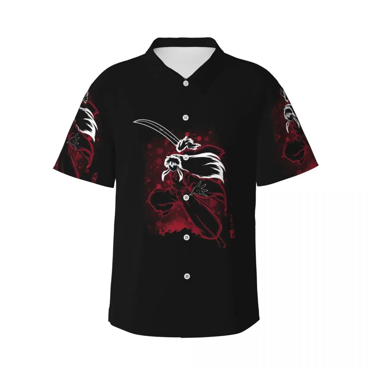 

Манга кимоно Inuyasha Sesshomaru мужские рубашки гавайская рубашка с коротким рукавом модные топы на пуговицах для летнего пляжа