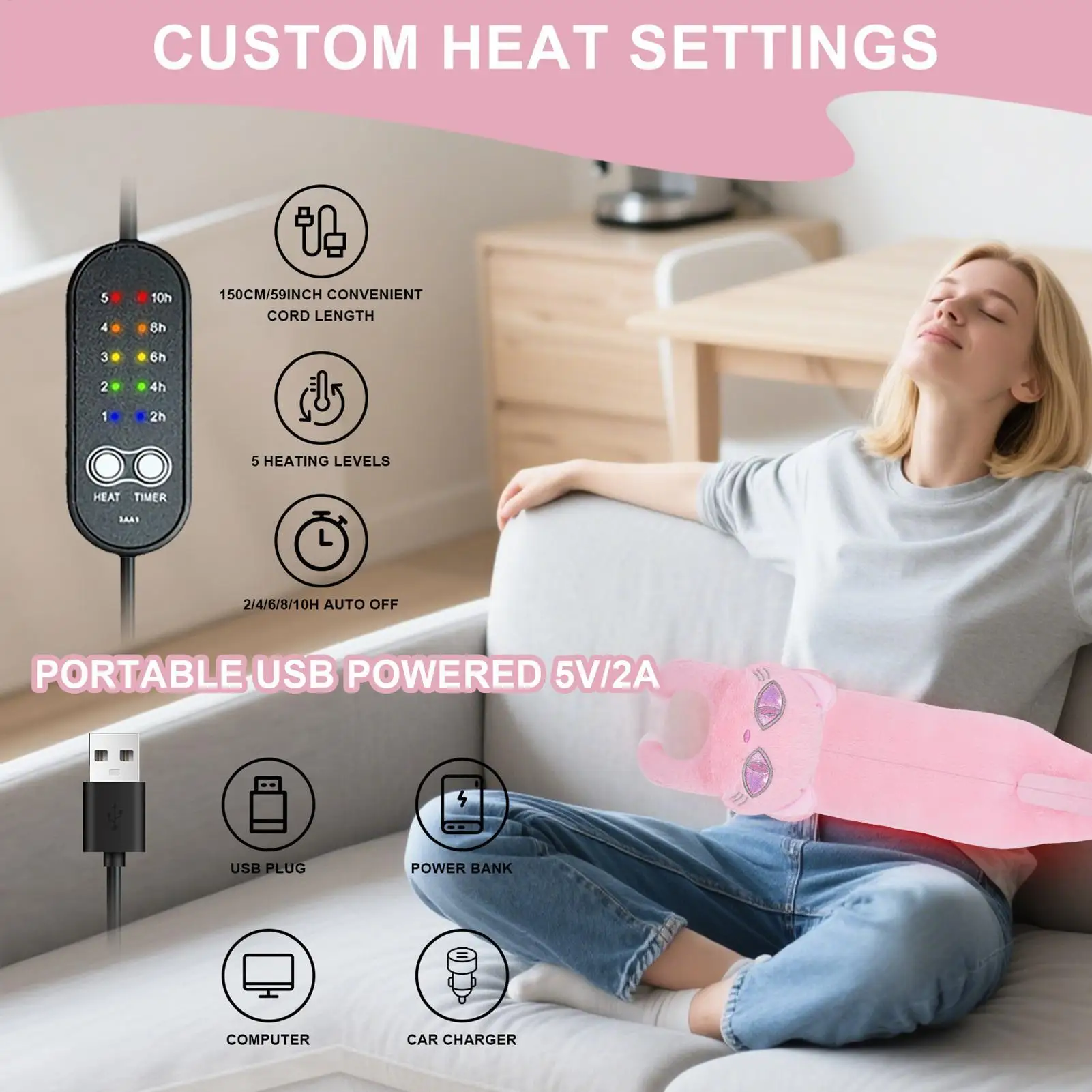 

Милая грелка для месячных судорог, питание от USB, кошка с подогревом, милые мягкие игрушки для живота, шеи, плеч, нижней части спины, путешествий